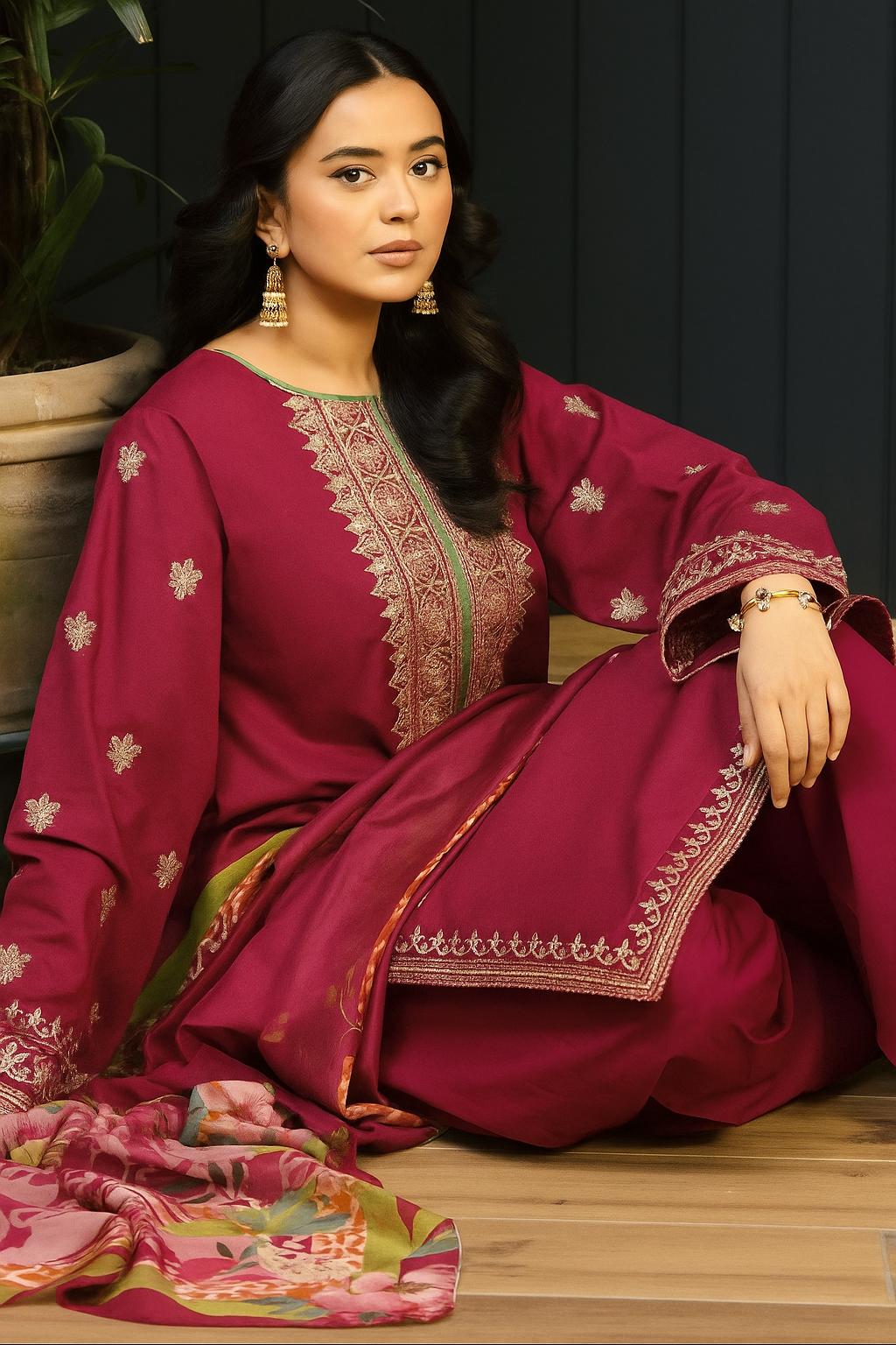 DHANAK 3PC EMBROIDERED